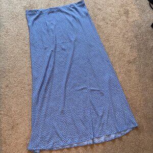 LOFT Outlet Periwinkle White Polka Dot Maxi Skirt XL
